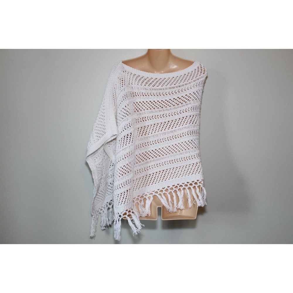 Lilly Pulitzer Viala Crochet Fringe Poncho Wrap White OS One Size H14410 - Picture 4 of 9